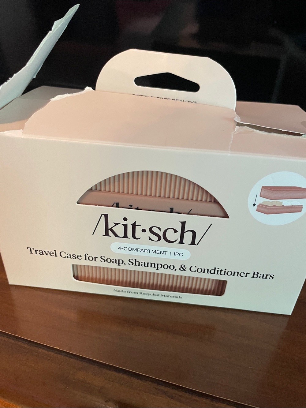 Kitsch Ribbed Accessory Box in Soft Blush - Picture 3 of 6